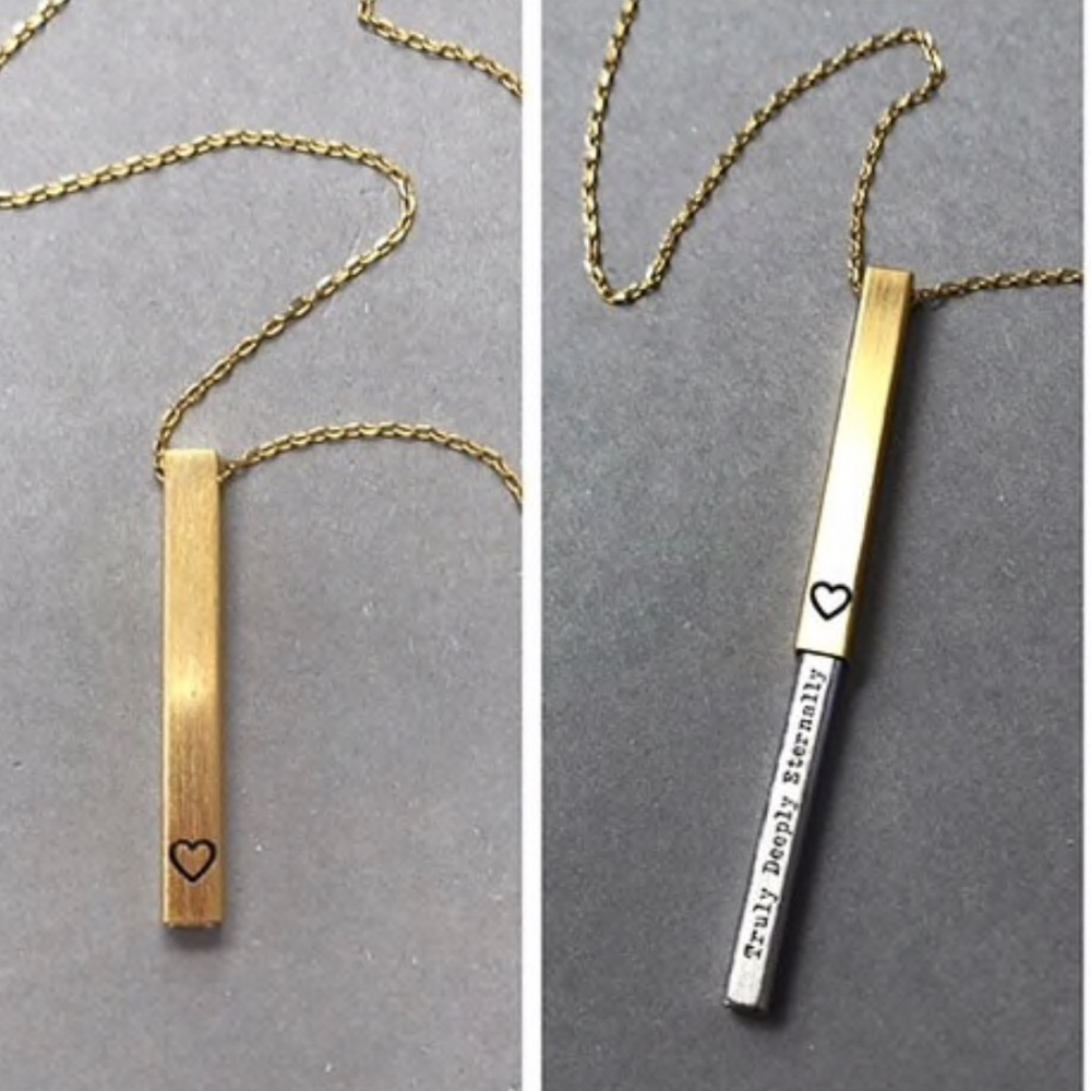 Secret Message Bar Necklace,NWT